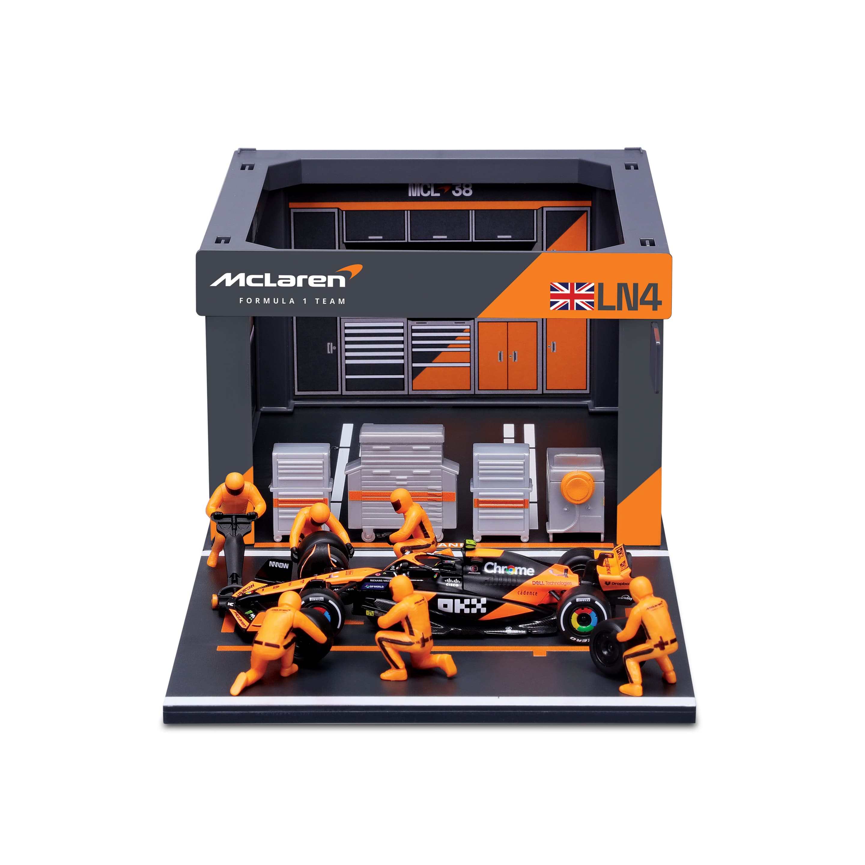 Bburago - 1:43 F1 McLaren MCL38 Pit Pass #4 Norris, Set