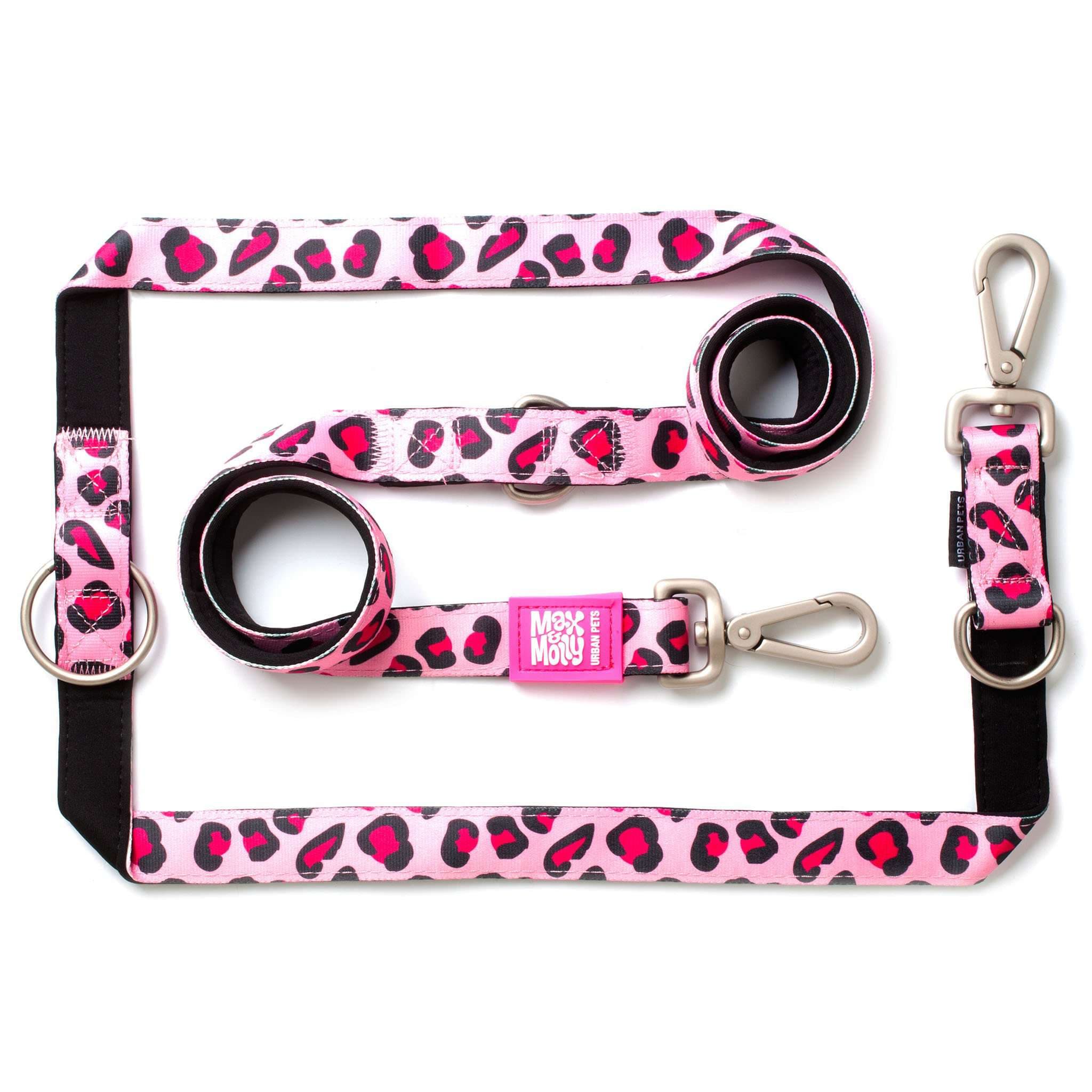 Max&Molly Multifunktions-Leine Leopard Pink/M