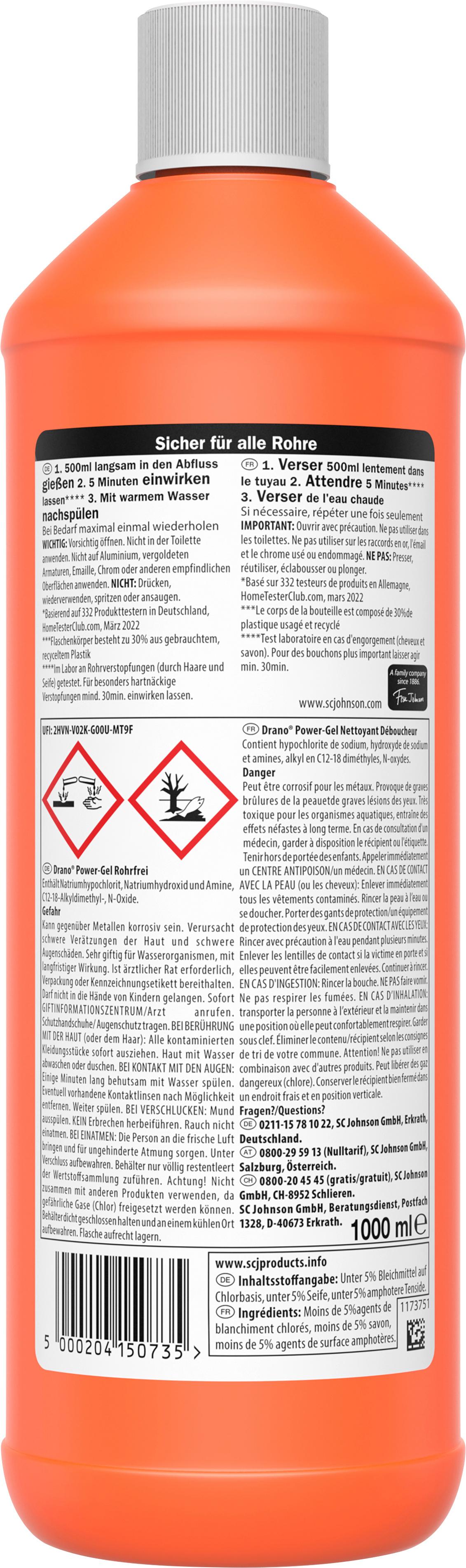 Produktbild Drano Power-Gel Rohrfrei Abflussreiniger 2 von 2