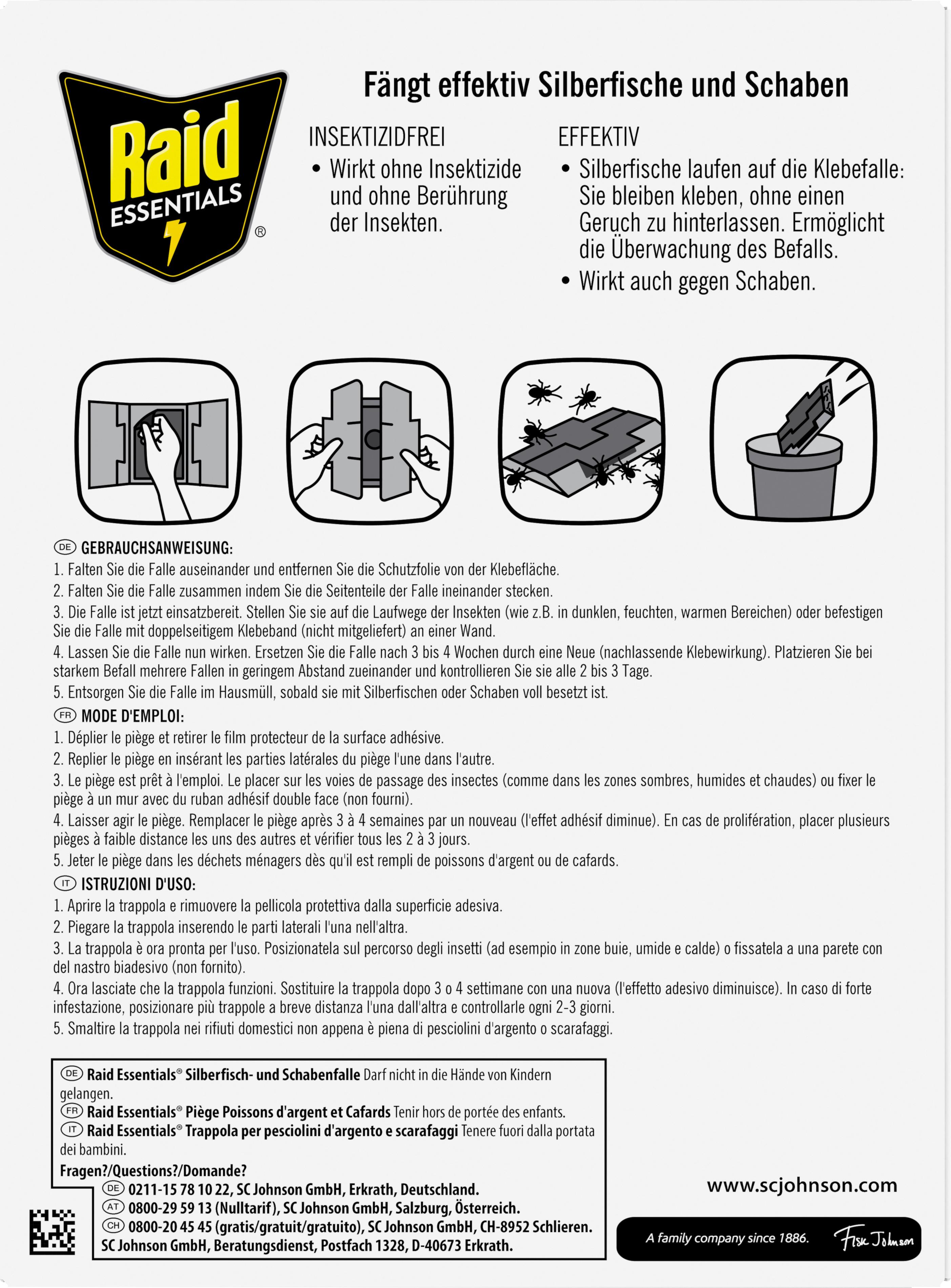 Produktbild Raid Essentials Silberfisch-&Schabenfalle Klebefalle 2 von 2