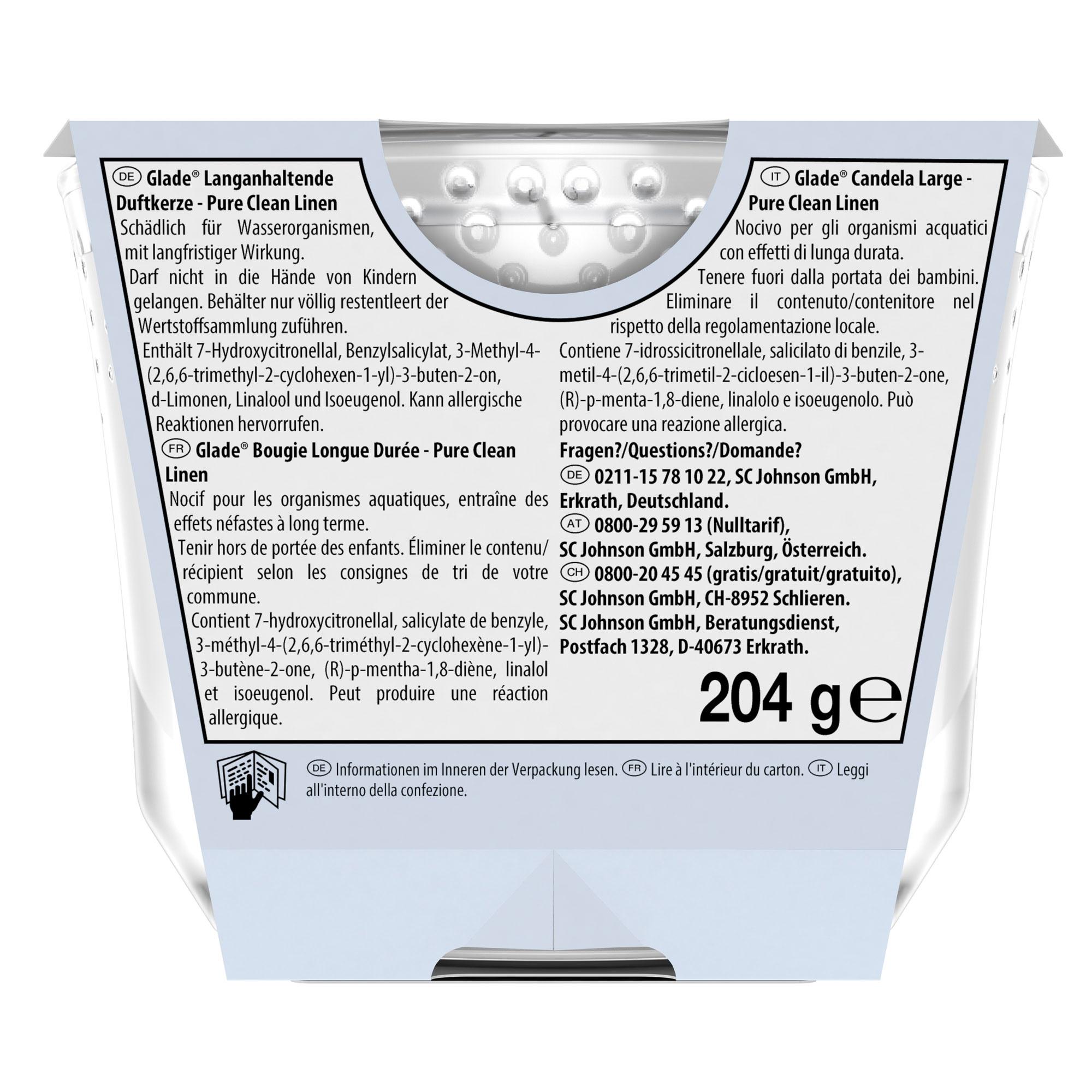 Produktbild Glade Langanhaltende Duftkerze Romantic Clean Linen 2 von 2