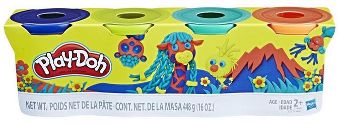Hasbro - Play-Doh 4er Pack hellblau, hellgrün, pink und lila