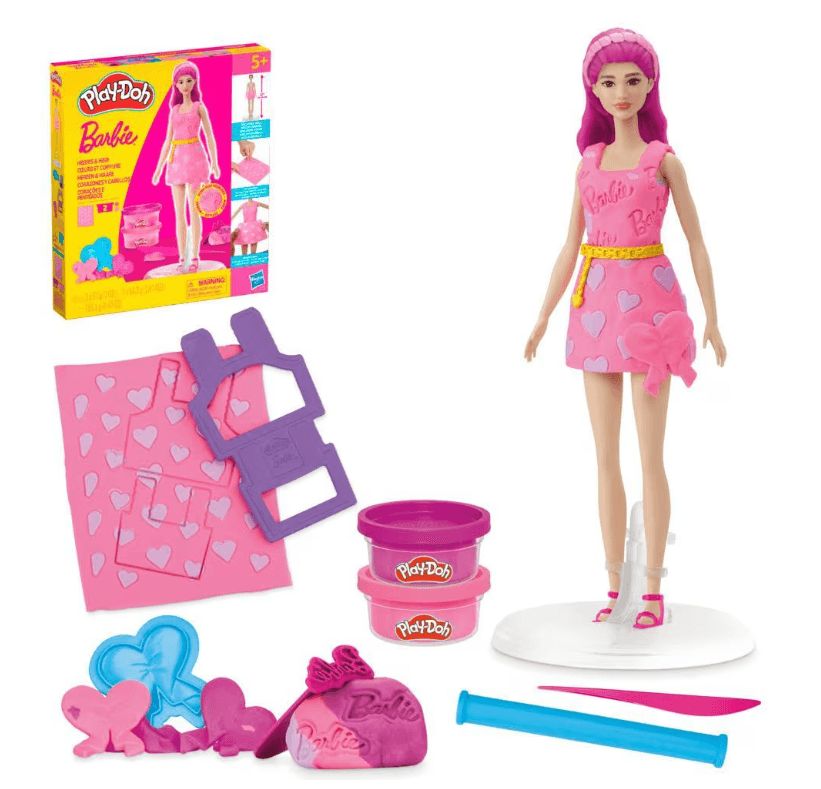 Hasbro - Play-Doh Barbie Hearts & Hair – Kreativer Frisurenspaß für kleine Stylist:innen