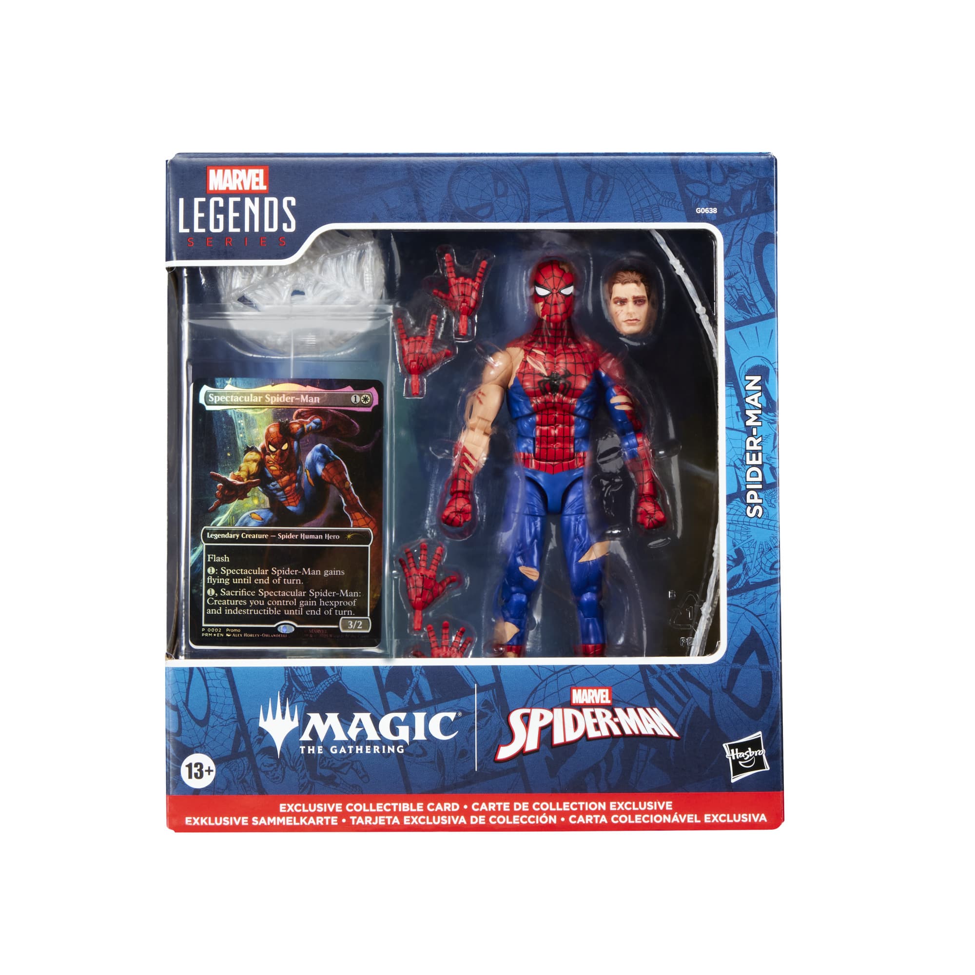 Hasbro - Marvel Legends Series Battle Damaged Spider-Man – Actionfigur 15 cm + exklusive Magic: The Gathering Foil-Karte