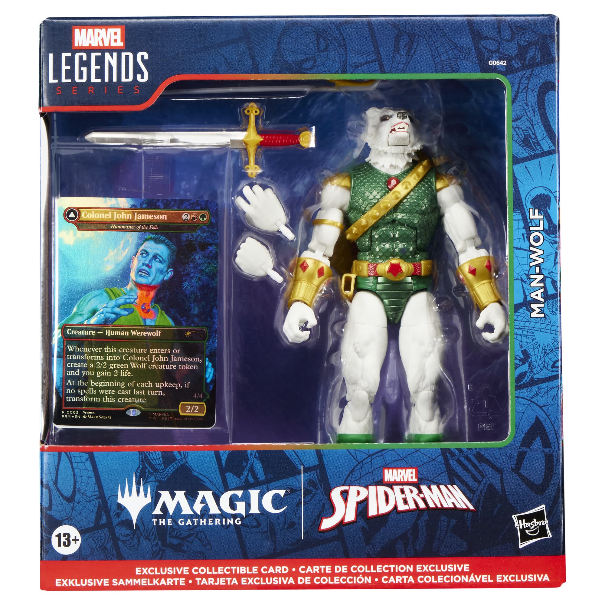 Hasbro - Marvel Legends Series Man-Wolf – Actionfigur 15 cm + exklusive Magic: The Gathering Sammelkarte
