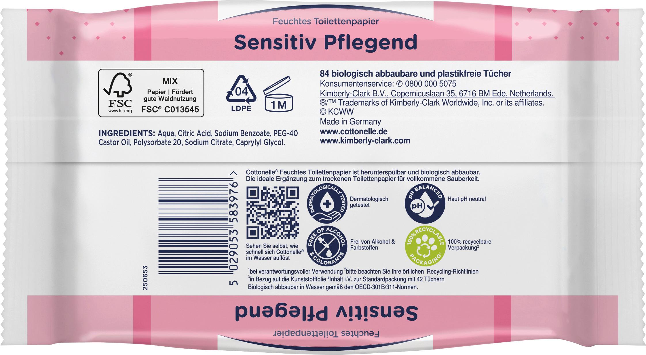 Produktbild Cottonelle Feuchtes Toilettenpapier Sensitiv pflegend Maxi Pack 2 von 2