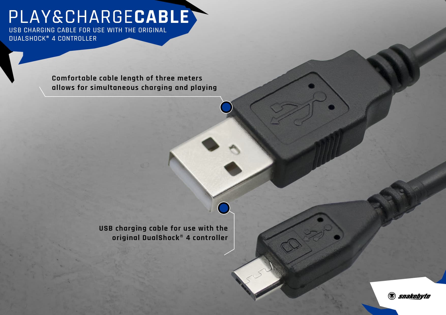 Produktbild snakebyte PS4 Play & Charge: Cable 3 von 3