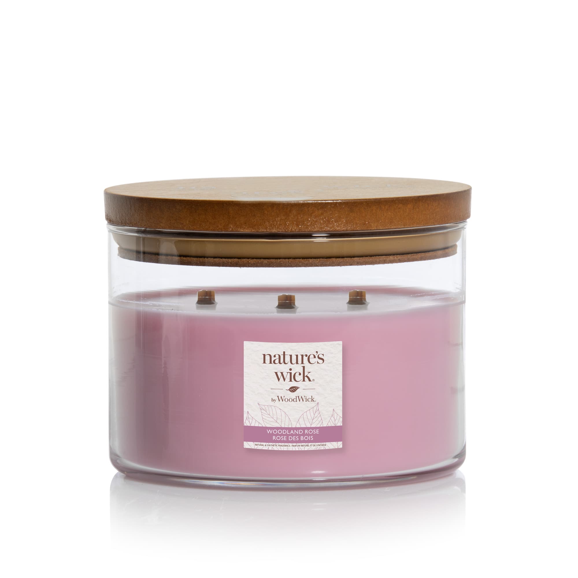 nature's wick 3-Docht-Kerze im Glas Woodland Rose