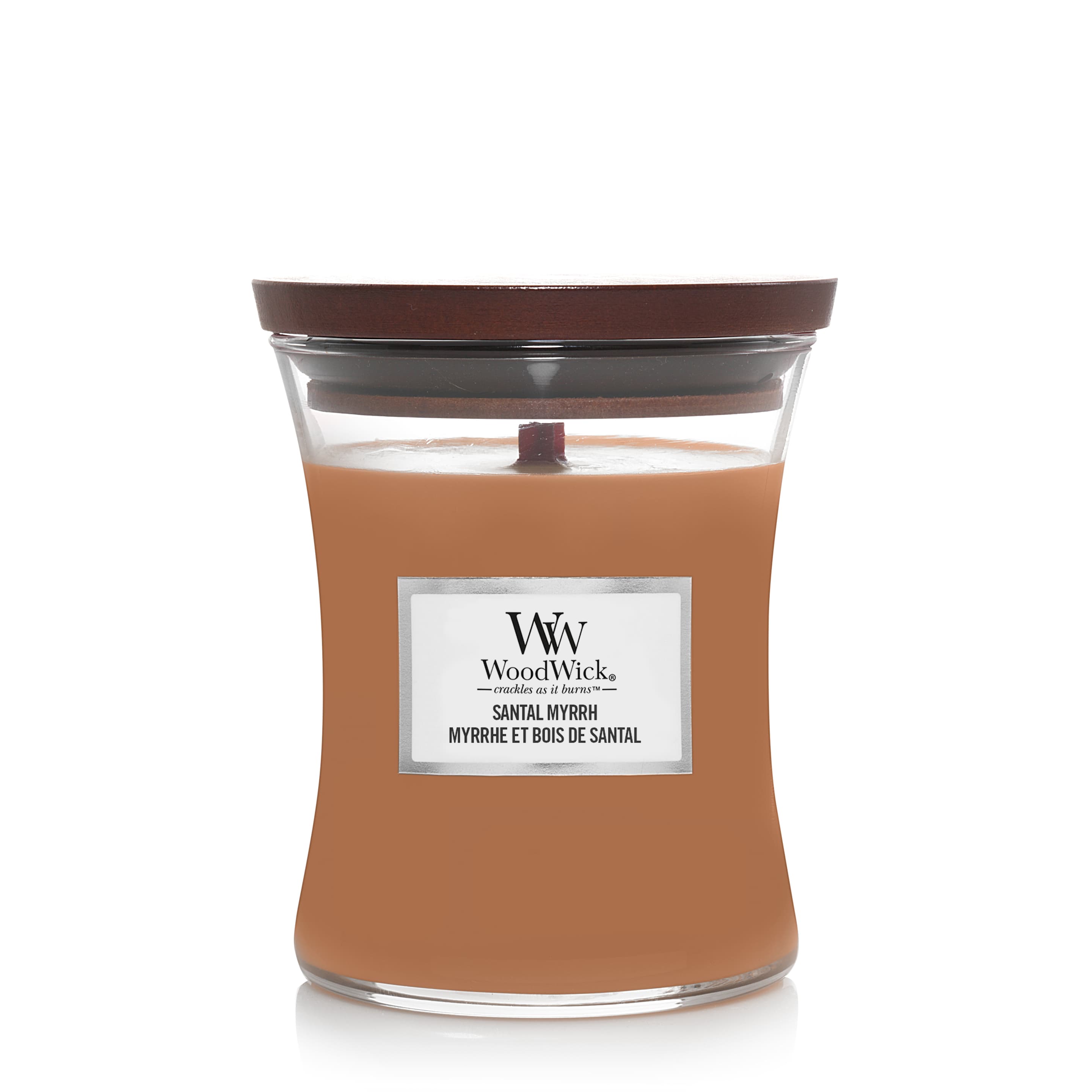 WoodWick Duftkerze Mittelgroße Kerze Santal Myrrh
