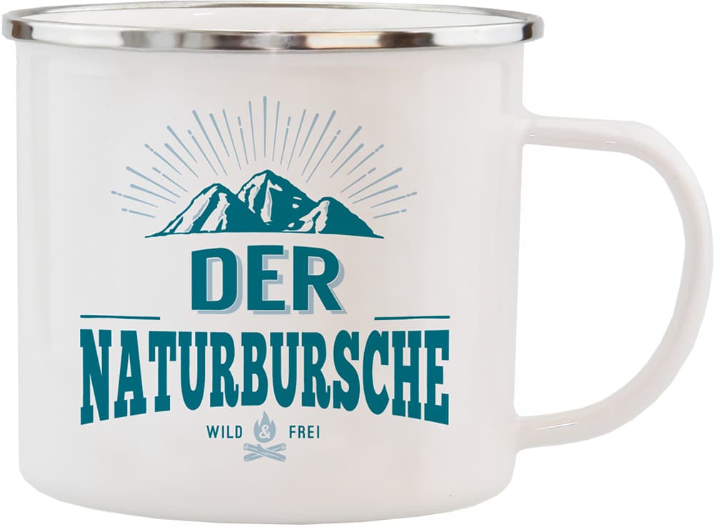 H&H Echter Kerl Emaille-Becher Grossartiger Naturbursche