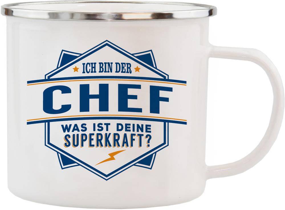H&H Echter Kerl Emaille-Becher Chef