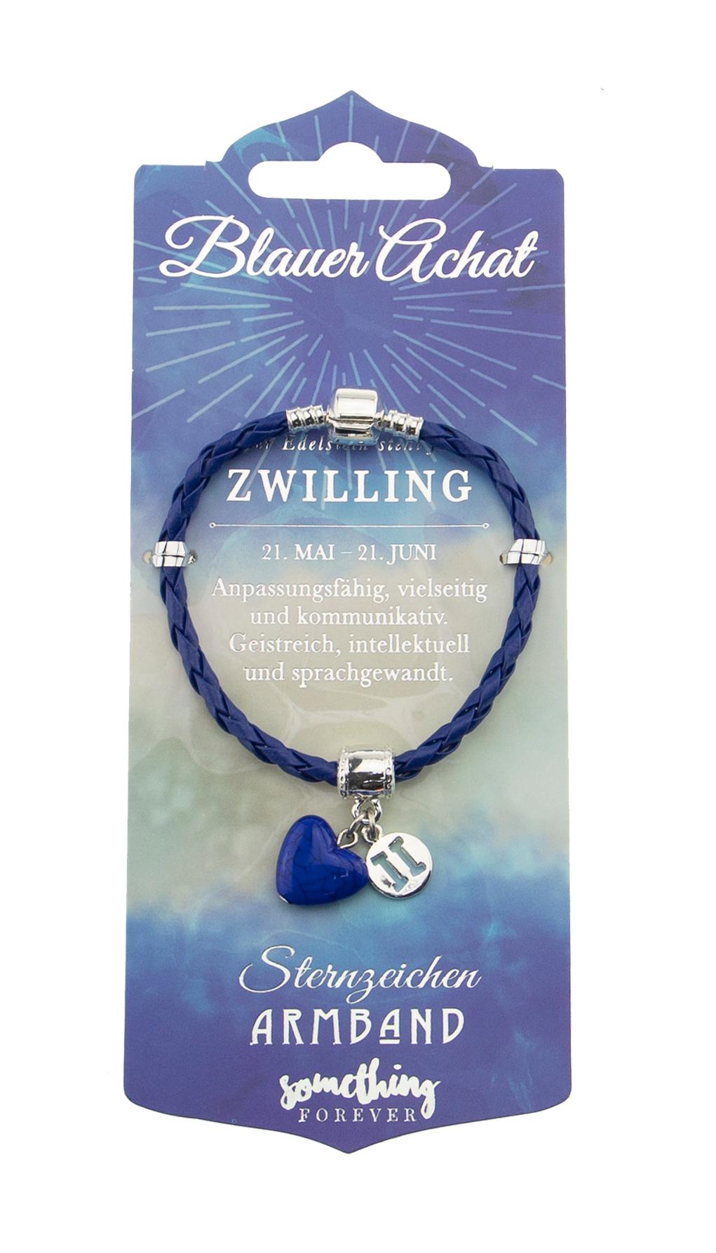H&H Edelstein Leder-Armband Zwillinge