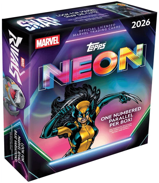 Topps Marvel Neon 2026 Mega Box – 50 Sammelkarten in 10 Packs