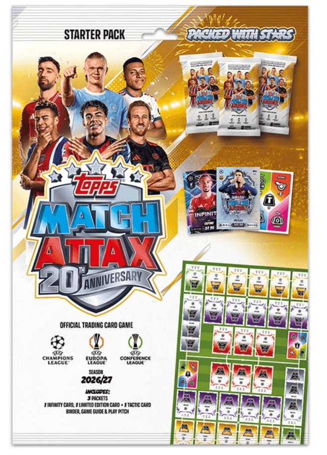 Topps Match Attax UEFA Club Competitions 2026/27 Starter Pack mit Sammelalbum und 27 Karten