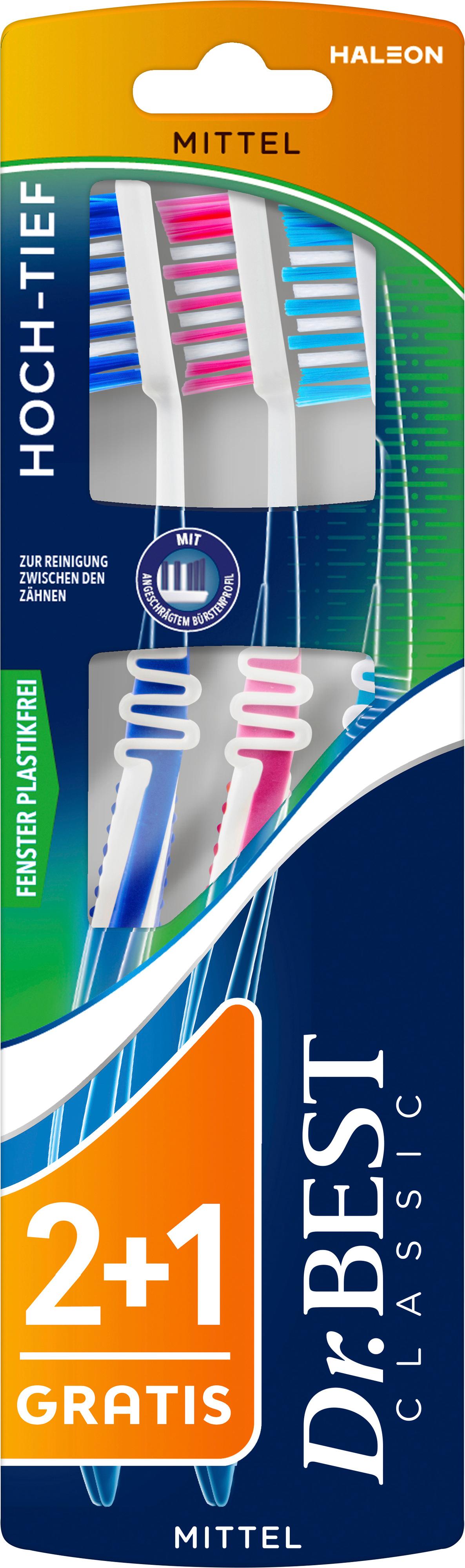 Dr.BEST Classic Hoch-Tief mittel 2+1 Zahnbürste