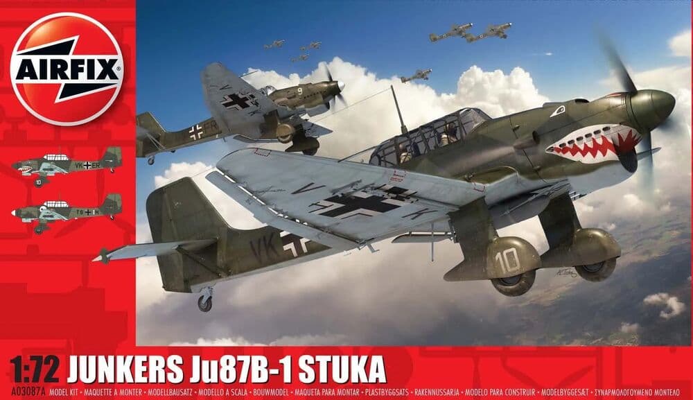 Airfix Junkers Ju87 B-1 Stuka Flugzeug Modellbausatz 1:72 mit 110 Teilen