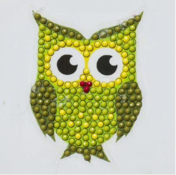 Craft Buddy - Crystal Art Diamond Painting Motiv Sticker-Bastelset Set: Grüne Eule -"Frühling"