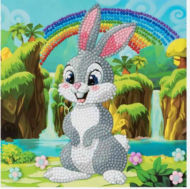 Craft Buddy - Crystal Art Diamond Painting Card Kit Kaninchen 18 x 18 cm