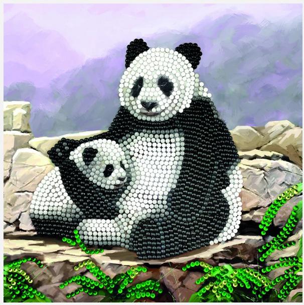 Craft Buddy - Crystal Art Diamond Painting Card Kit Panda 18 x 18 cm