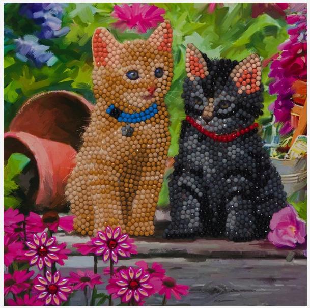 Craft Buddy - Crystal Art Diamond Painting Card Kit Katzen 18 x 18 cm