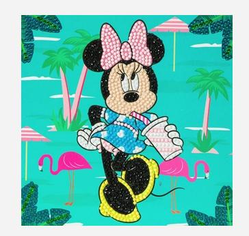 Craft Buddy - Crystal Art Diamond Painting Card Kit Minnie on Holiday, 18x18cm