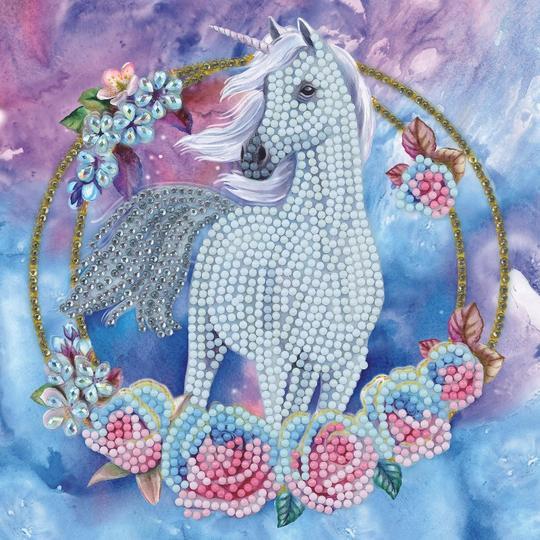Craft Buddy - Crystal Art Diamond Painting Card Kit"Unicorn Garland"18x18cm