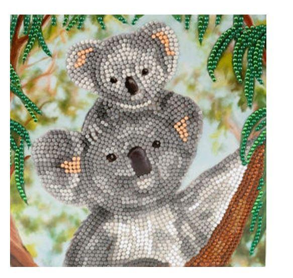 Craft Buddy - Crystal Art Diamond Painting Card Kit"Koala Cuddles"18x18cm