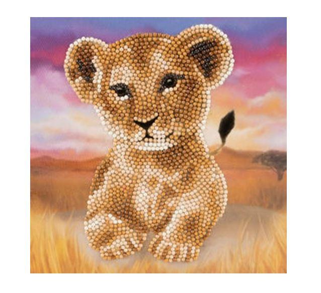 Craft Buddy - Crystal Art Diamond Painting Card Kit"Löwen Jungtier"18x18cm