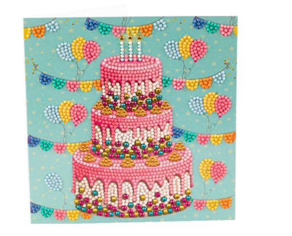 Craft Buddy - Crystal Art Diamond Painting Card Kit"Happy Birthday"18x18cm