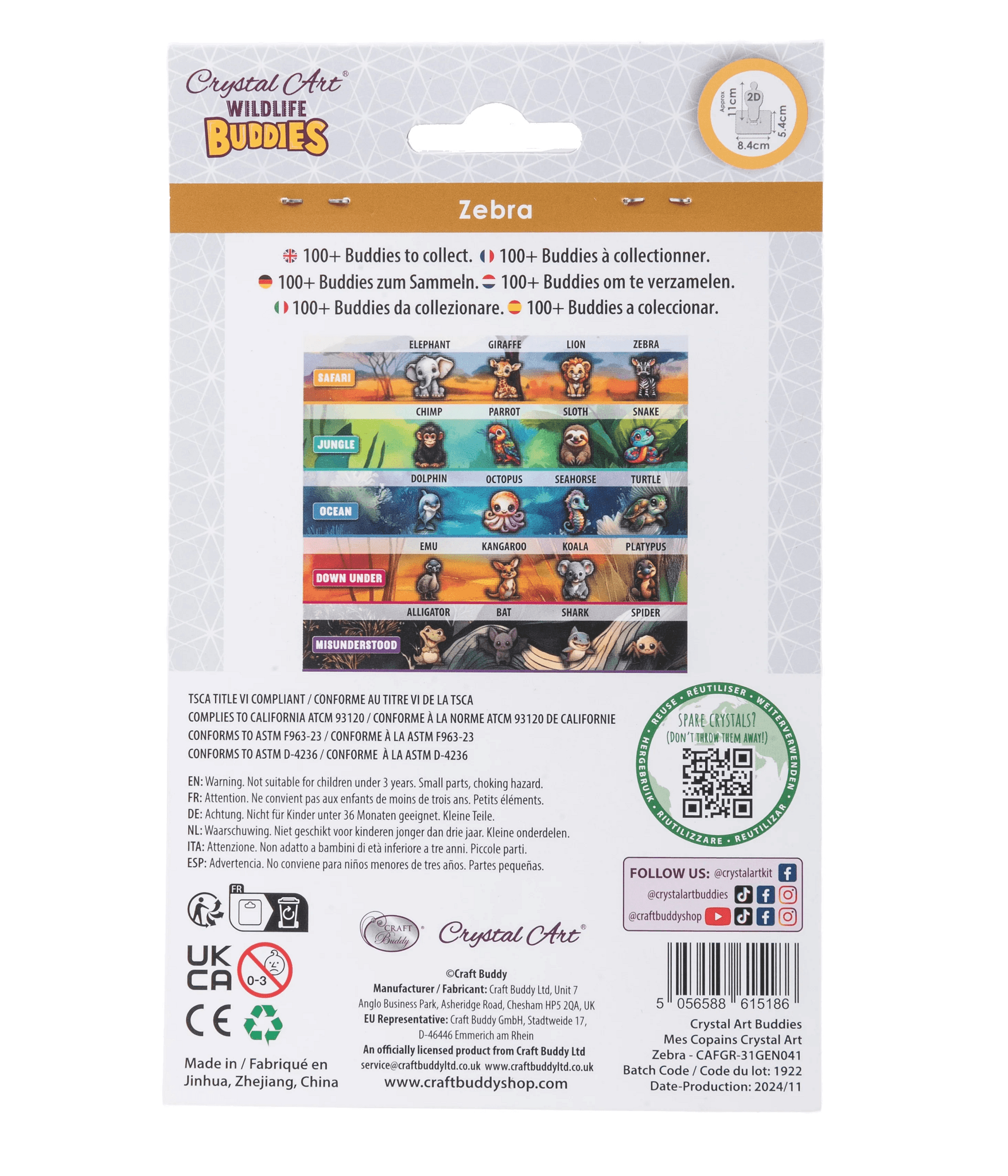 Produktbild Craft Buddy - Crystal Art Diamond Painting Zebra Wildlife Buddies 5 von 5