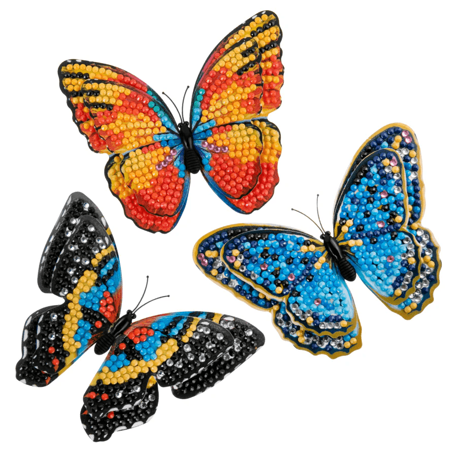 Craft Buddy - Crystal Art Diamond Painting 3D Butterflies Decoration Kit - 3er Satz