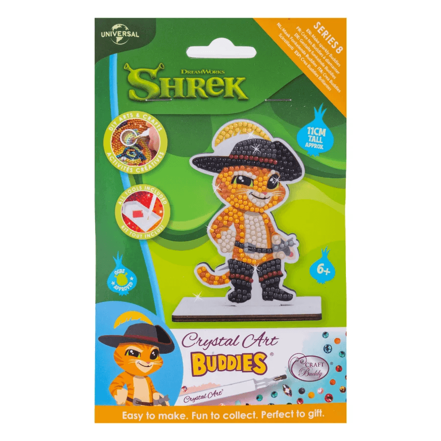 Craft Buddy - Crystal Art Diamond Painting Buddies Der gestiefelte Kater Shrek Diamond Painting Bastelset