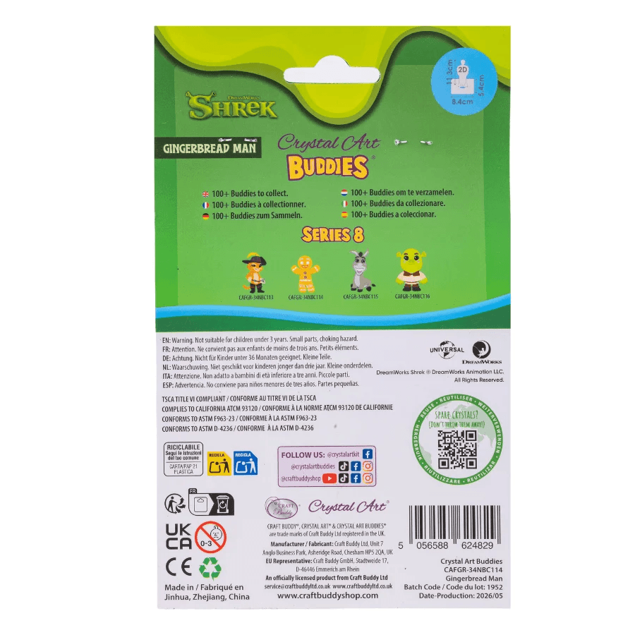 Craft Buddy - Crystal Art Diamond Painting Buddies Lebkuchenmann Shrek Diamond Painting Bastelset