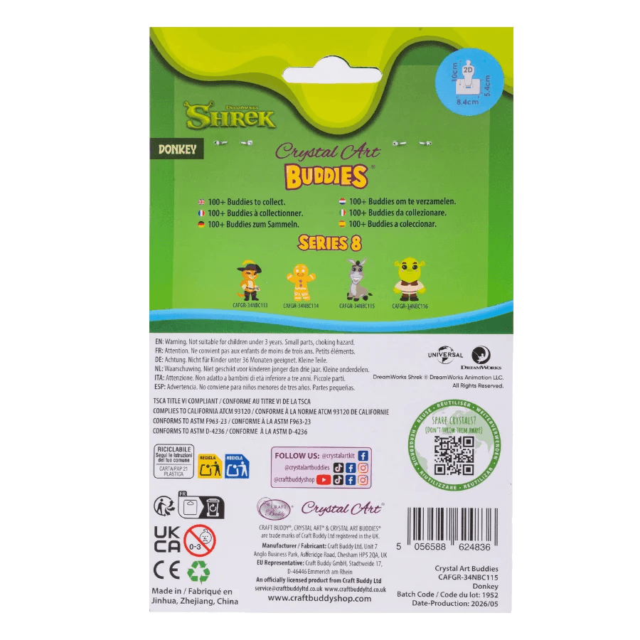 Craft Buddy - Crystal Art Diamond Painting  Buddies Esel Shrek Diamond Painting Bastelset