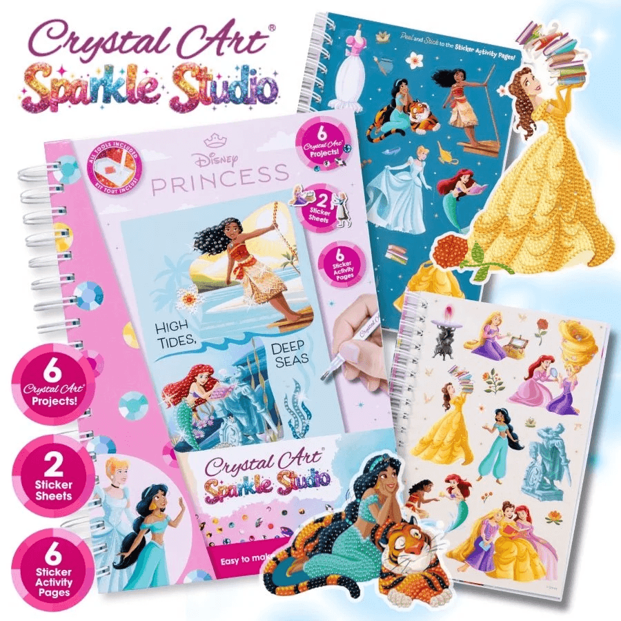 Craft Buddy - Crystal Art Diamond Painting Disney Princess Crystal Art Sparkle Studio Bastelbuch