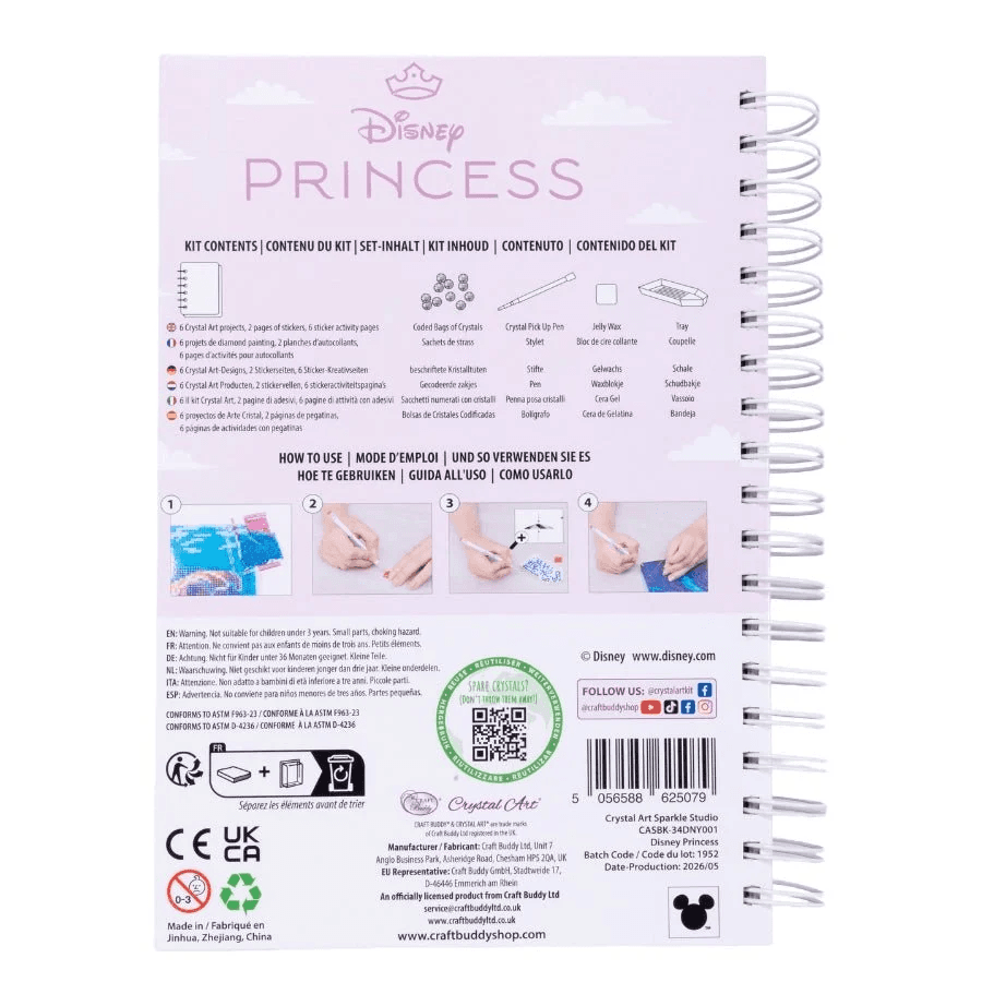 Craft Buddy - Crystal Art Diamond Painting Disney Princess Crystal Art Sparkle Studio Bastelbuch