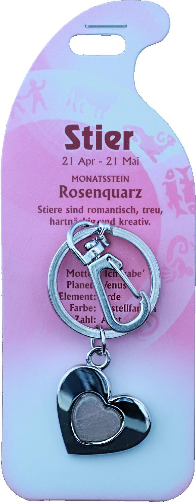 Produktbild Schlüsselanhänger Stier - Rosenquarz 2 von 2