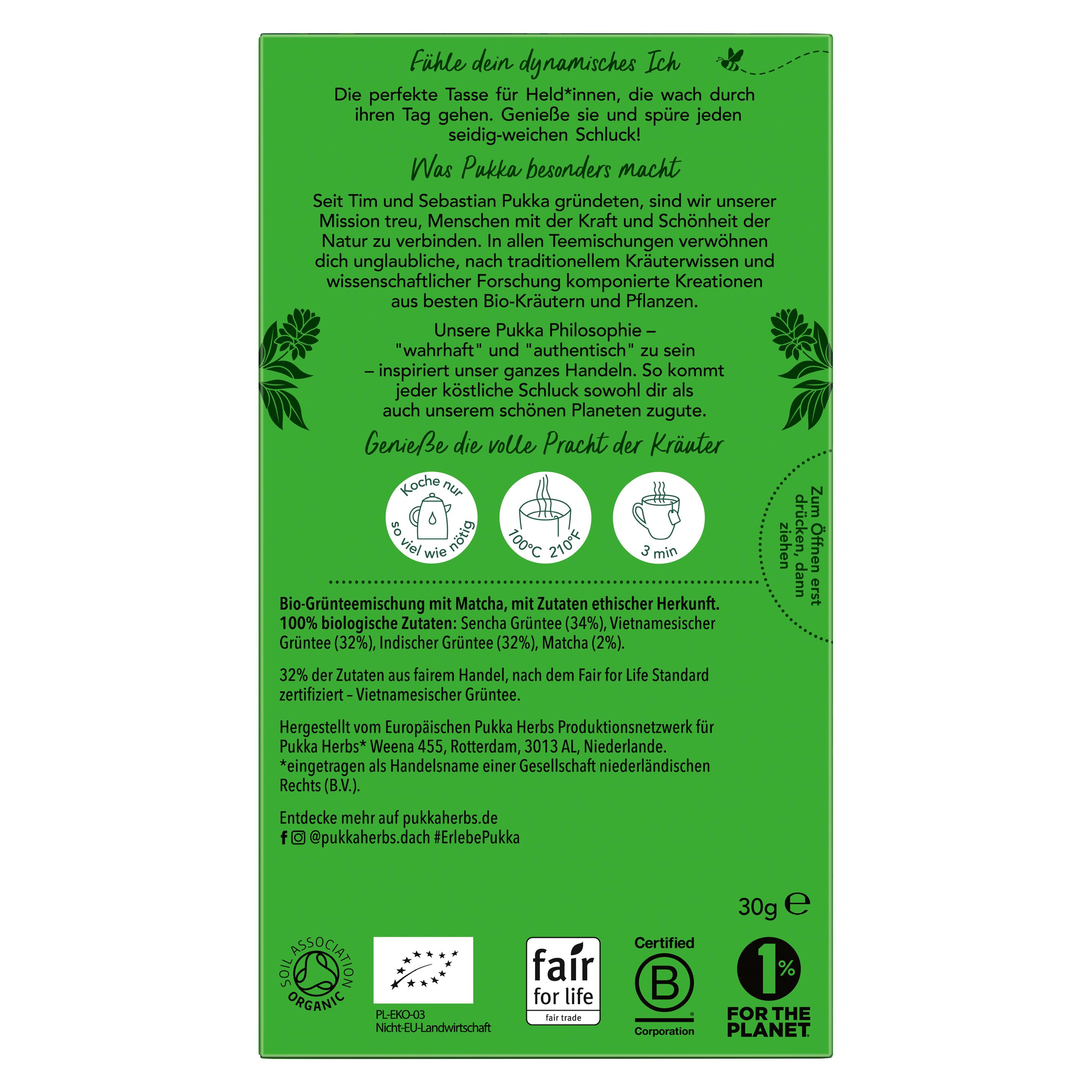 Produktbild Pukka BIO Tee Matcha Green 20 Beutel 30g Packung 2 von 8