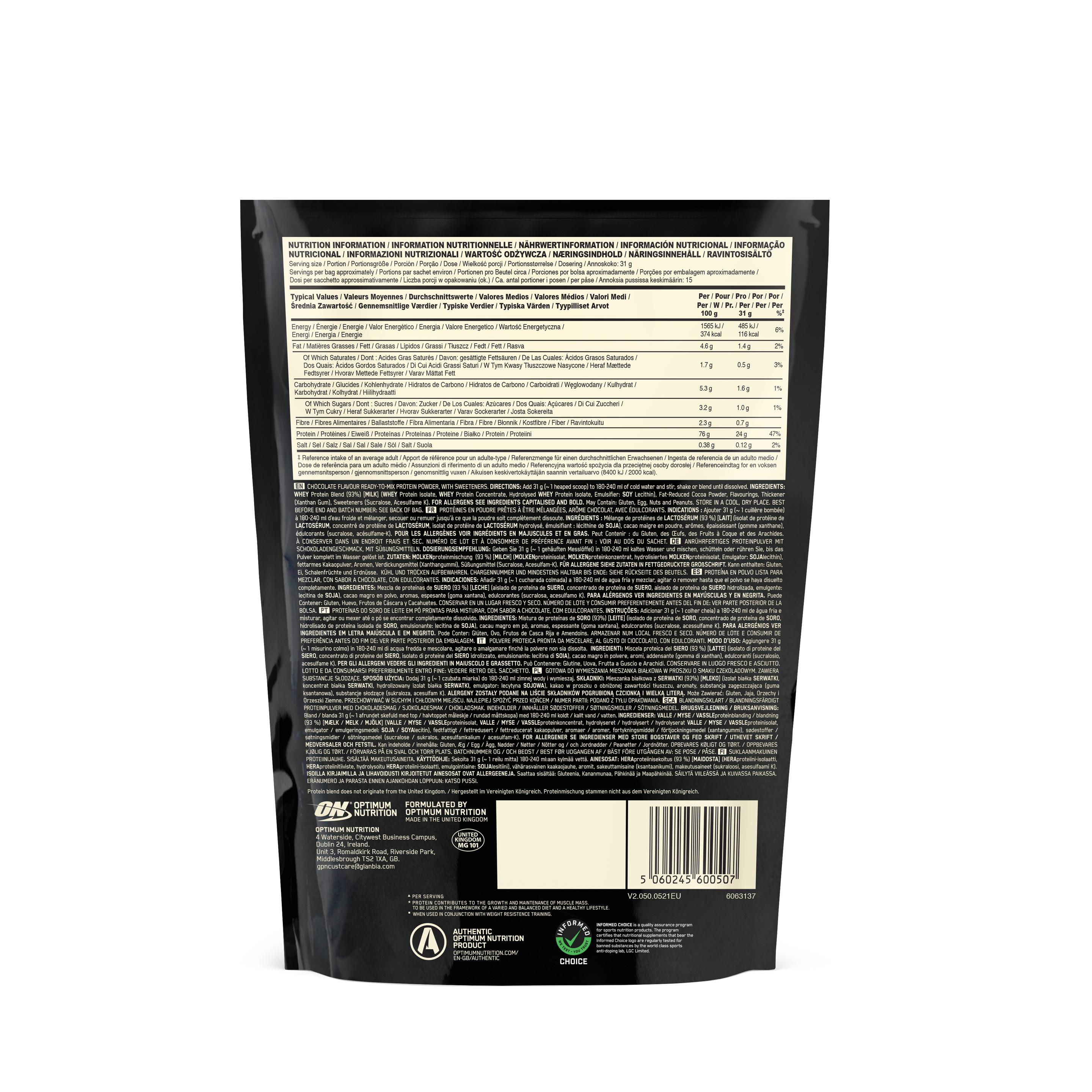 Produktbild OPTIMUM NUTRITION 100% Whey Gold Standard 1LB Double Rich Chocolate 2 von 2