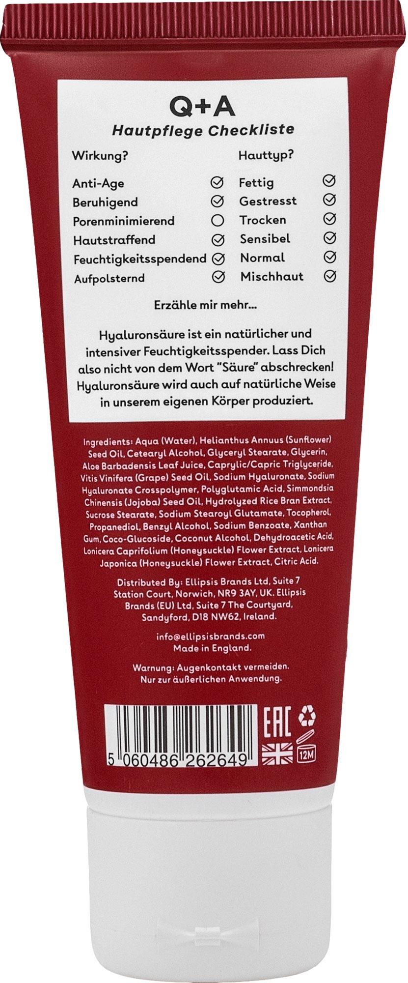 Produktbild Q+A Feuchtigkeitscreme Hyaluronsäure 2 von 2
