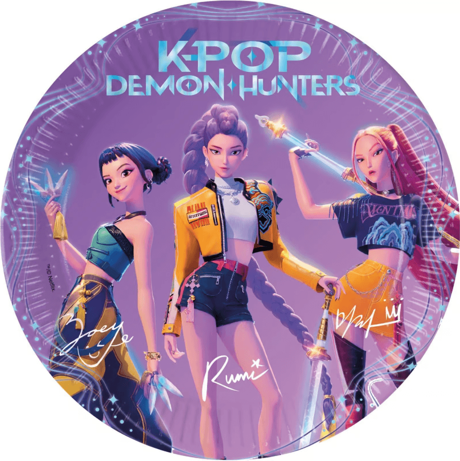 Procos - KPOP Demon Hunters Pappteller – 8 Stück, Ø ca. 23 cm, Party‑Teller mit Motiv