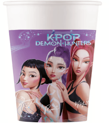 Procos - KPOP Demon Hunters Pappbecher – 8 Stück, ca. 200 ml, Party‑Becher mit Motiv