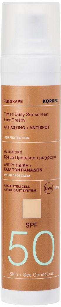 KORRES Red Grape Getönte Sonnencreme fürs Gesicht SPF50