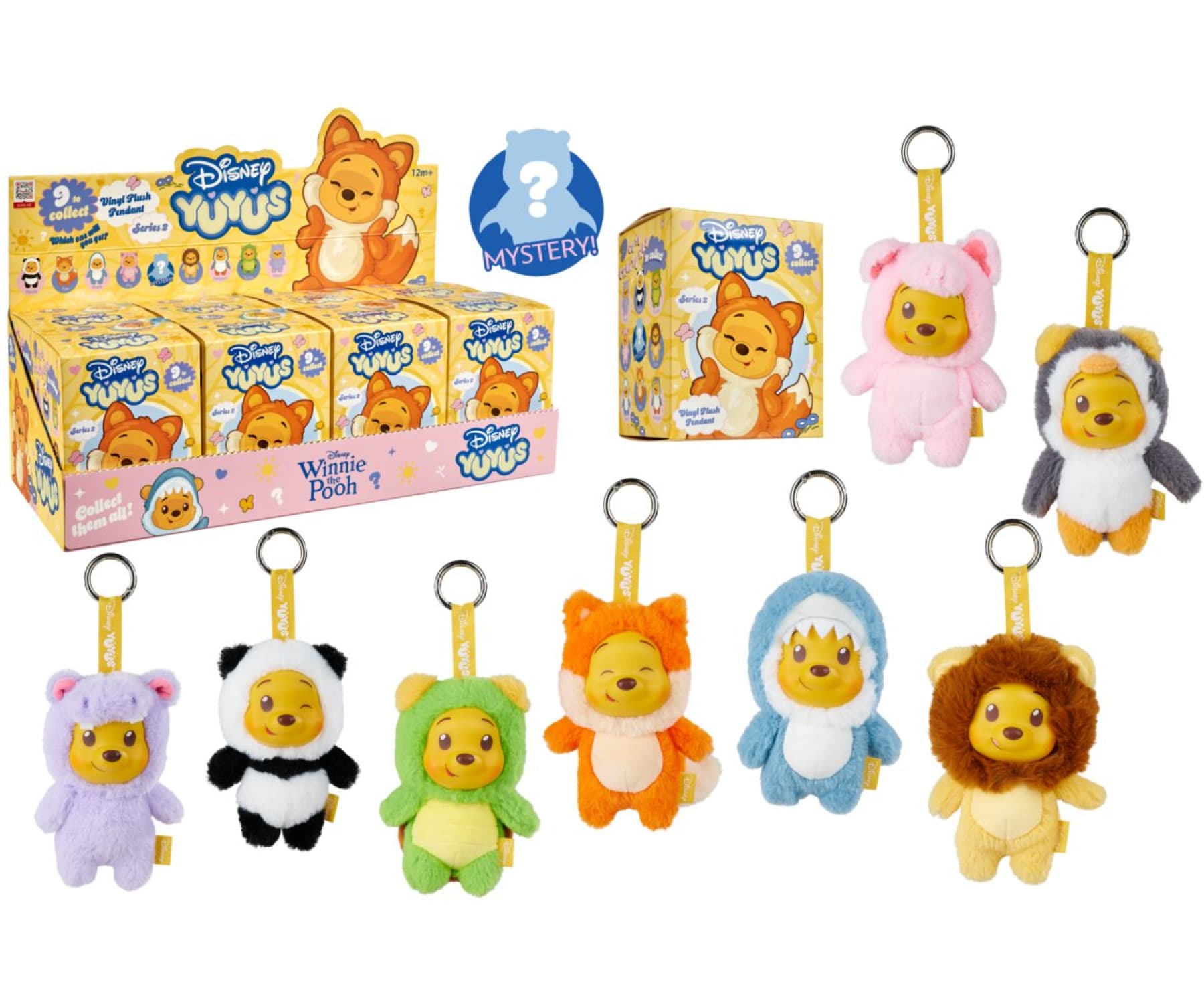 Disney YUYUS Winnie Puuh Wave 2 Blind Pack Überraschungs-Plüschanhänger 1 Stück, 8-fach sortiert