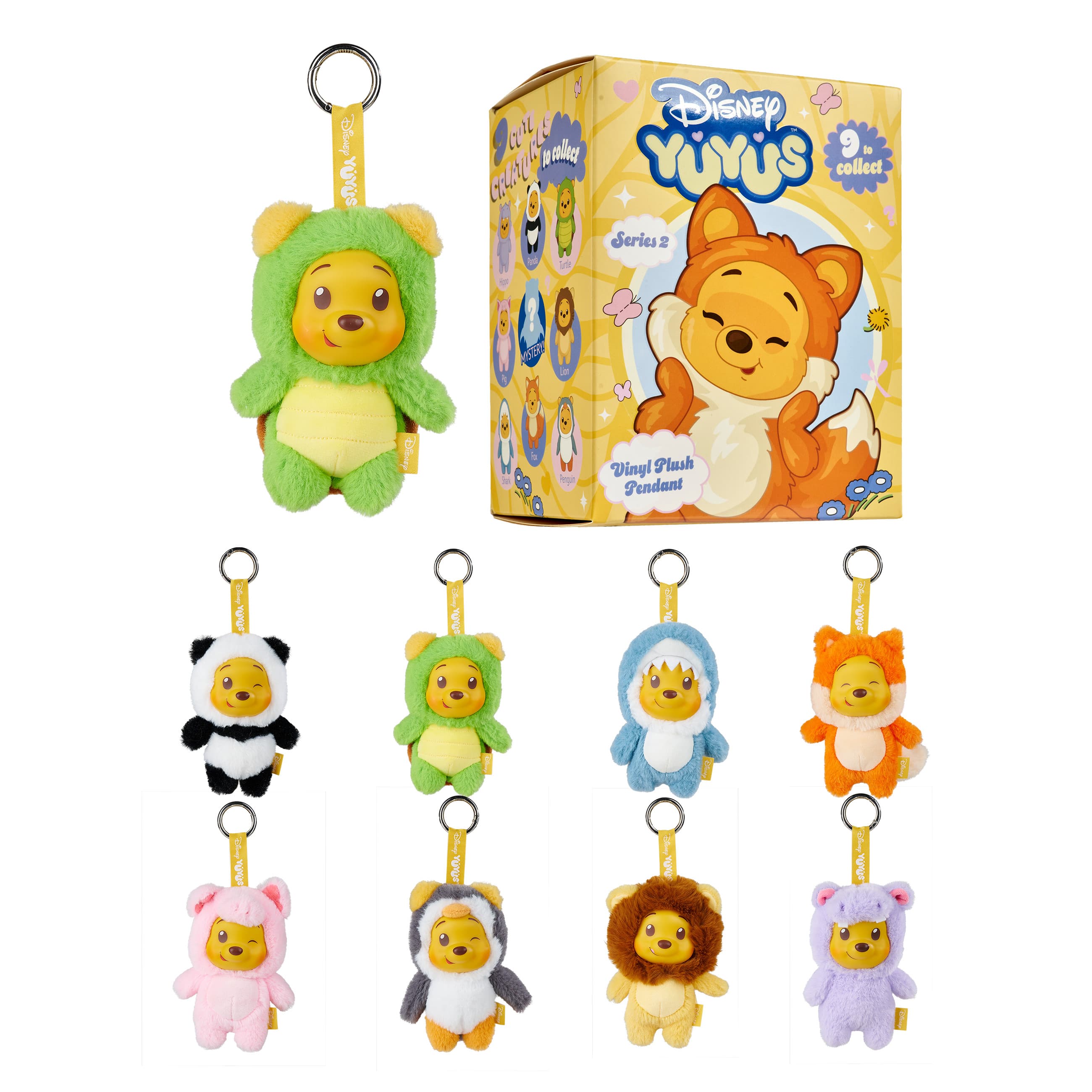 Disney YUYUS Winnie Puuh Wave 2 Blind Pack Überraschungs-Plüschanhänger 1 Stück, 8-fach sortiert