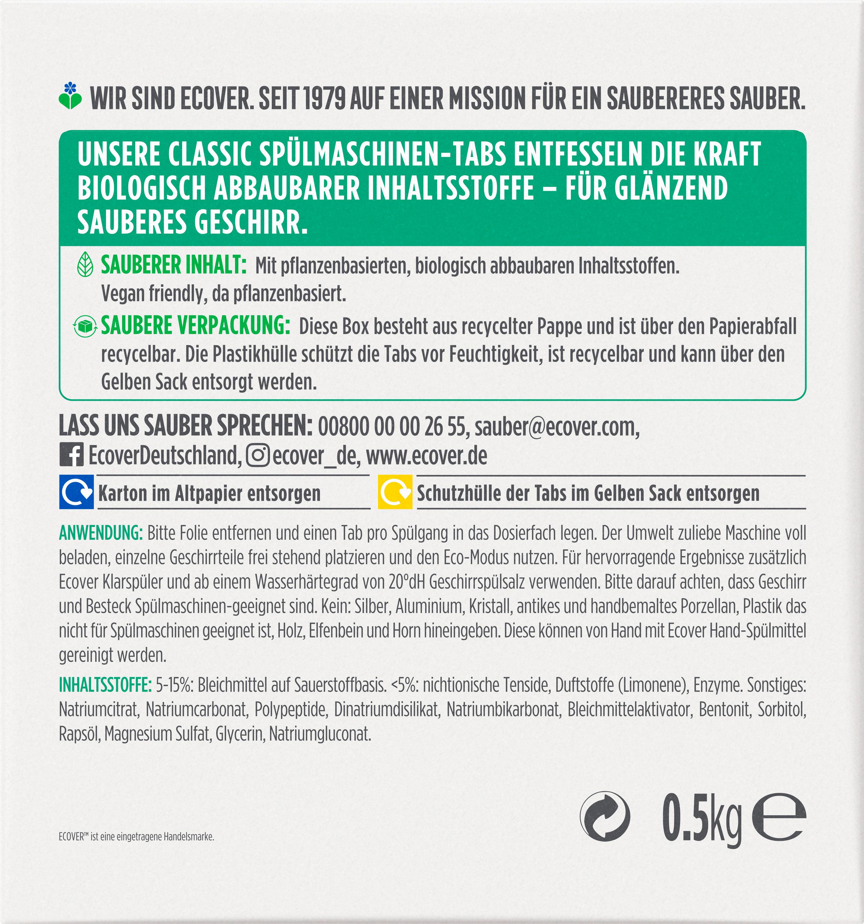 Produktbild Ecover Tabs Spülmaschine Classic 2 von 4