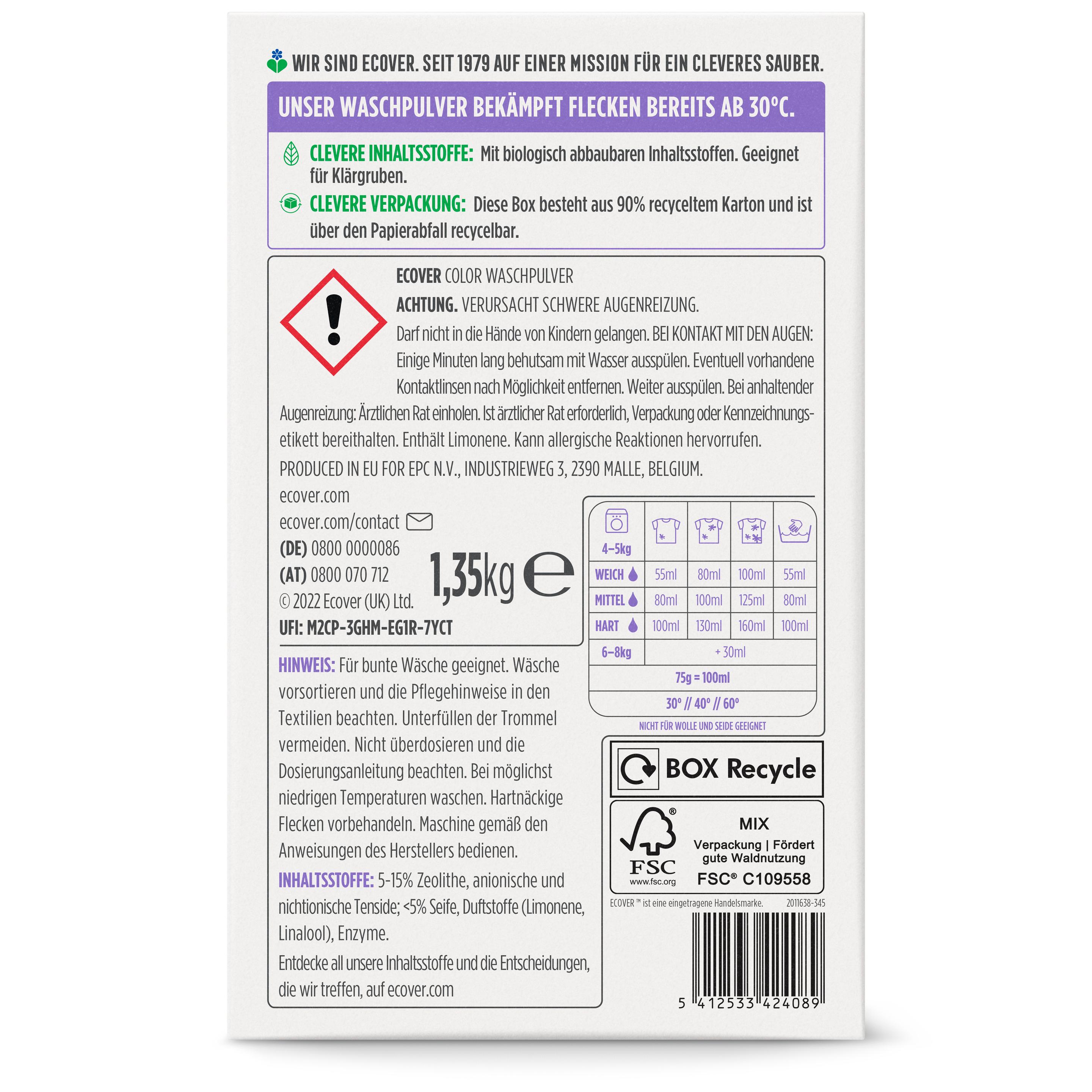 Produktbild Ecover Waschpulver Color 2 von 4