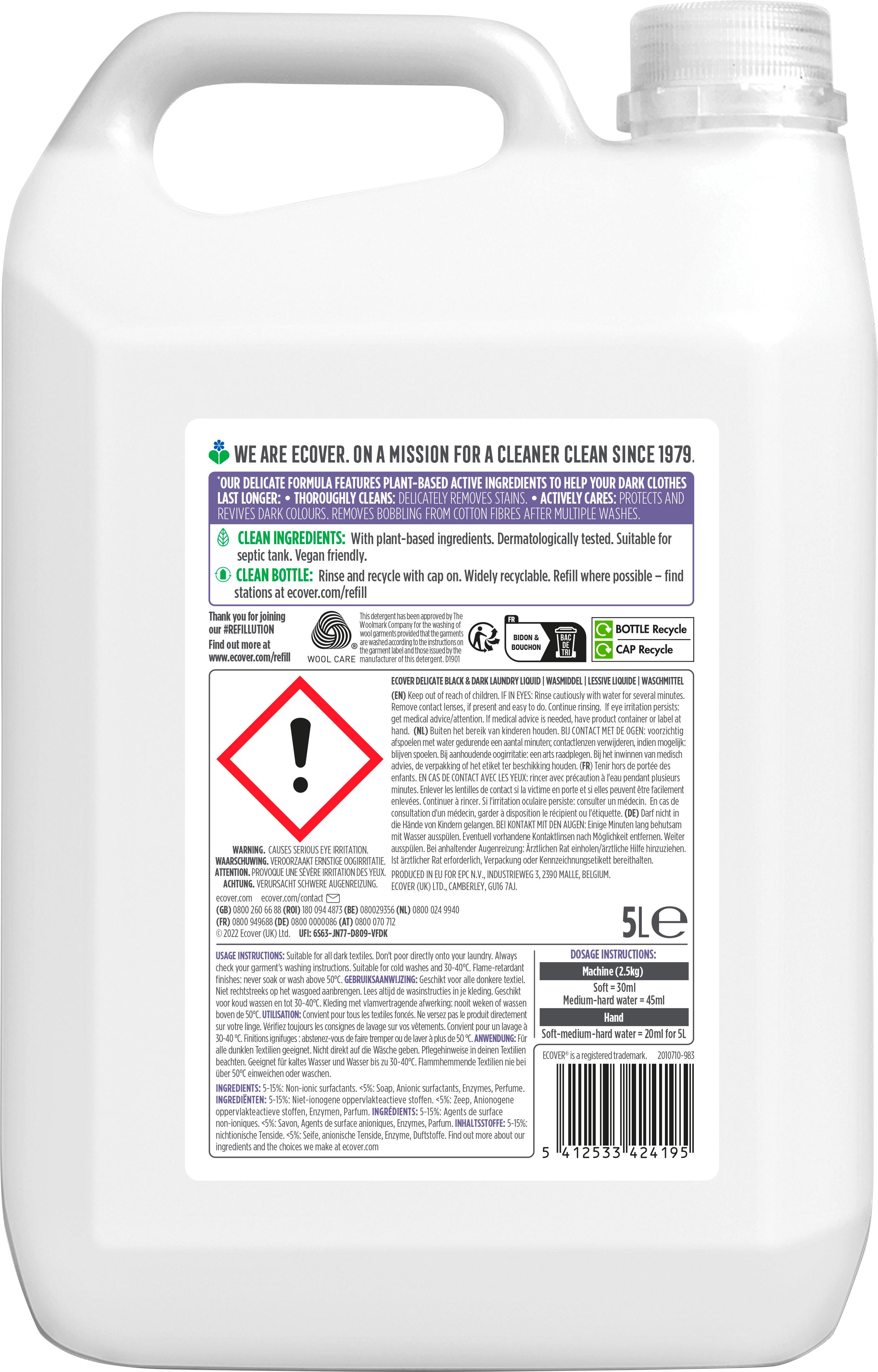 Produktbild Ecover Feinwaschmittel dunkle Wäsche Lime&Lotus Nachfüllung 2 von 2