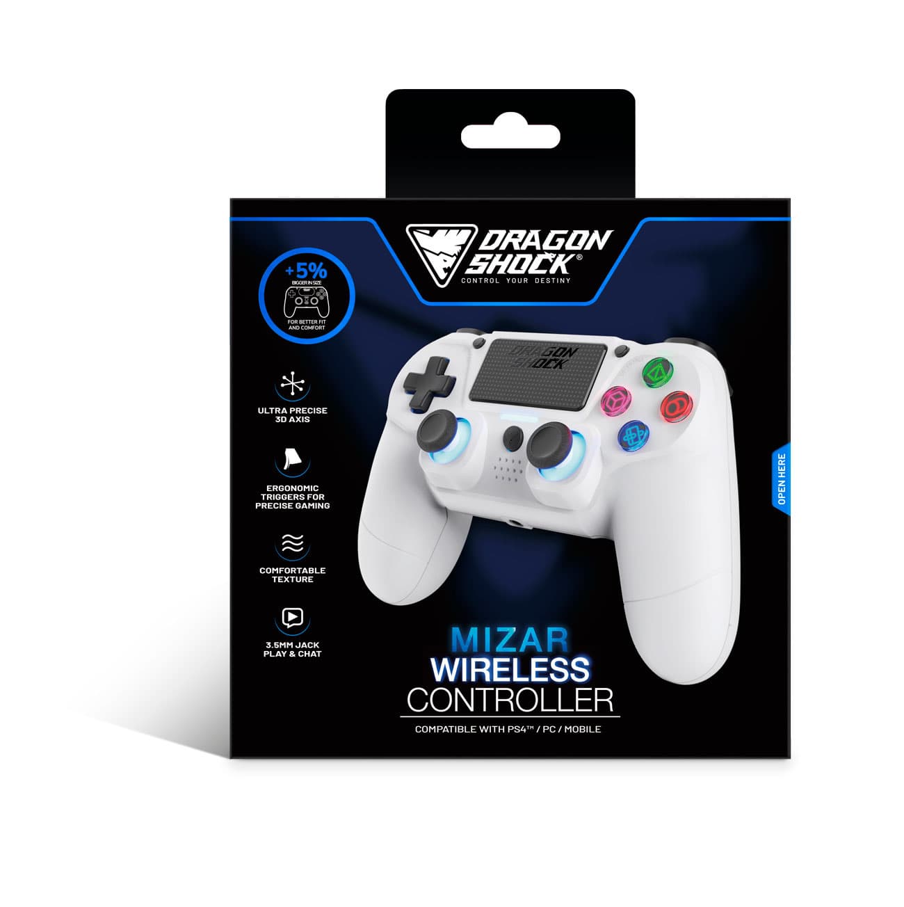 Produktbild Mizar Wireless Controller für PS4 Weiß 4 von 7