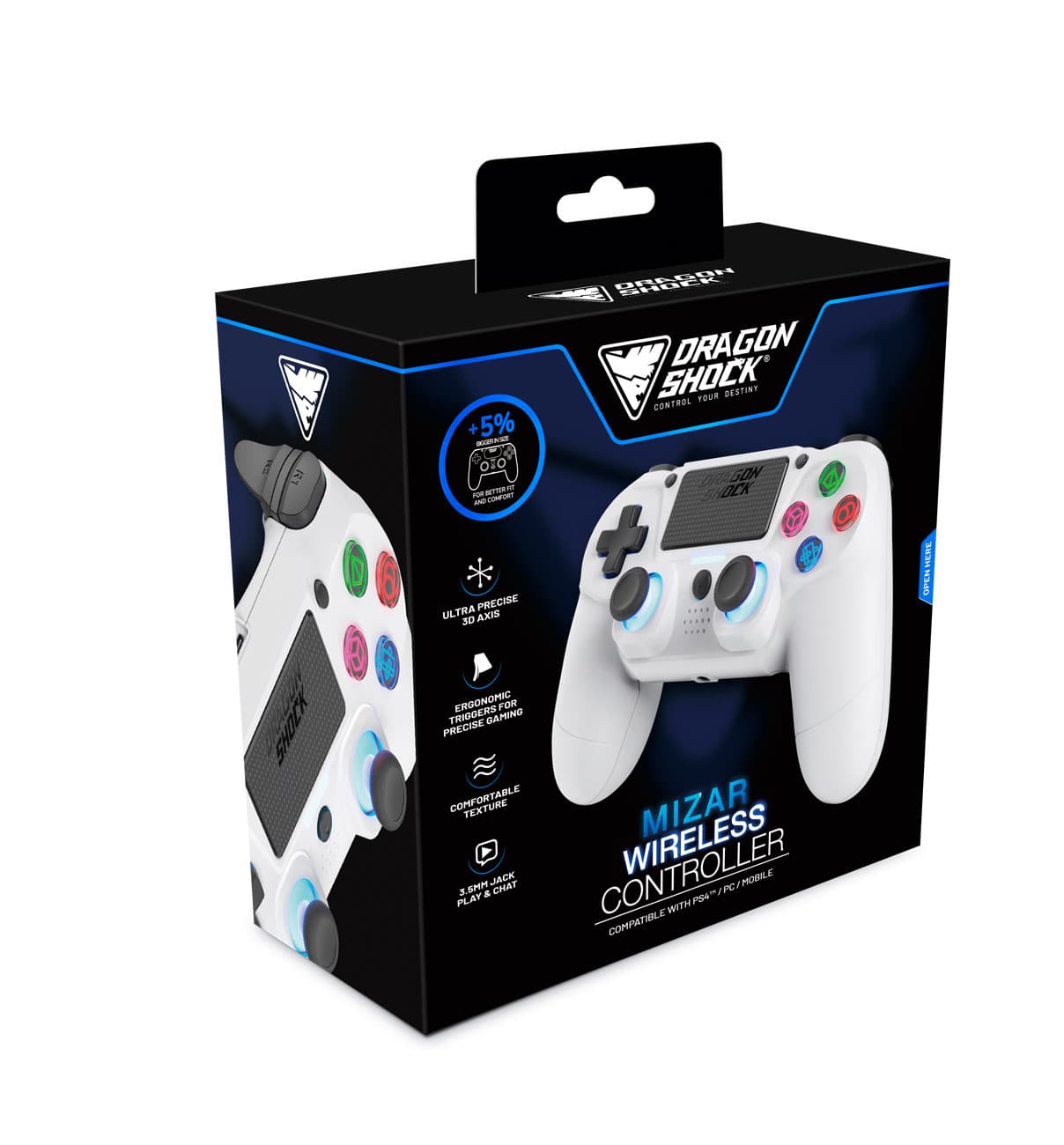 Produktbild Mizar Wireless Controller für PS4 Weiß 3 von 7